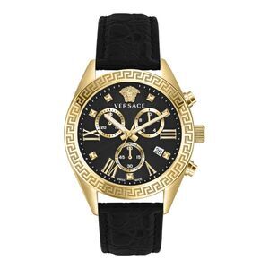 Versace Greca Chrono Leather Watch Womens